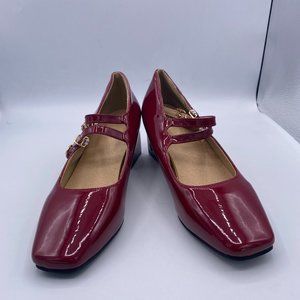 Wine Women Comfortable Square Toe Mary Jane Block Heels Pumps